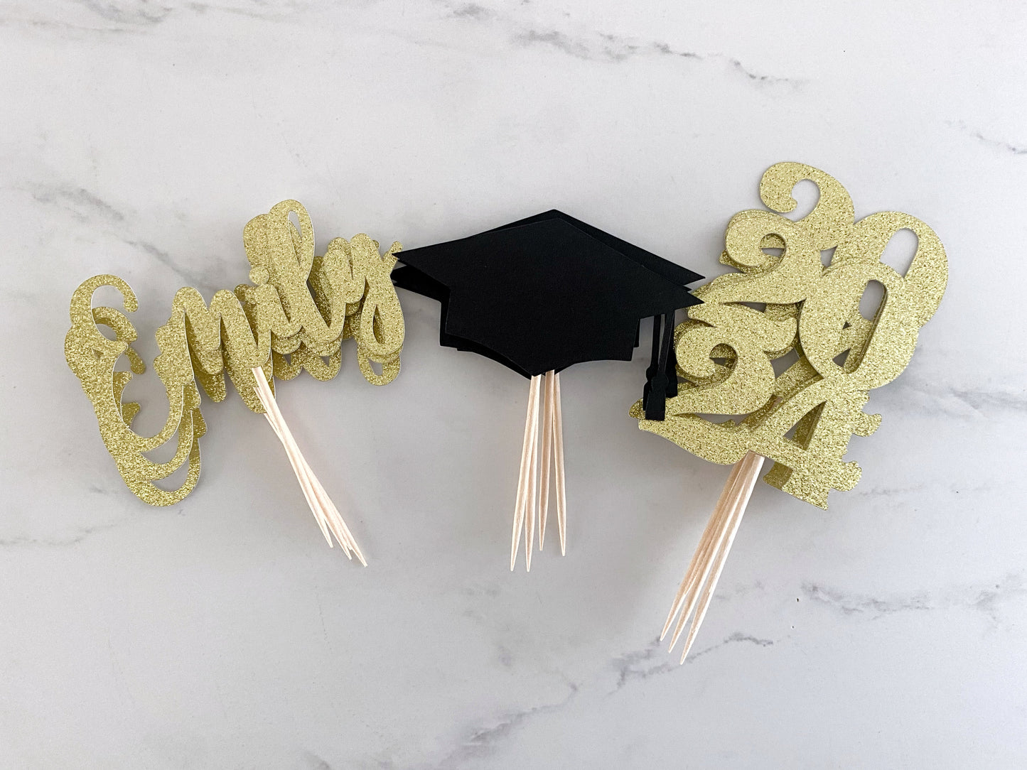 Graduation Cupcake Toppers - 2024 and Grad Caps