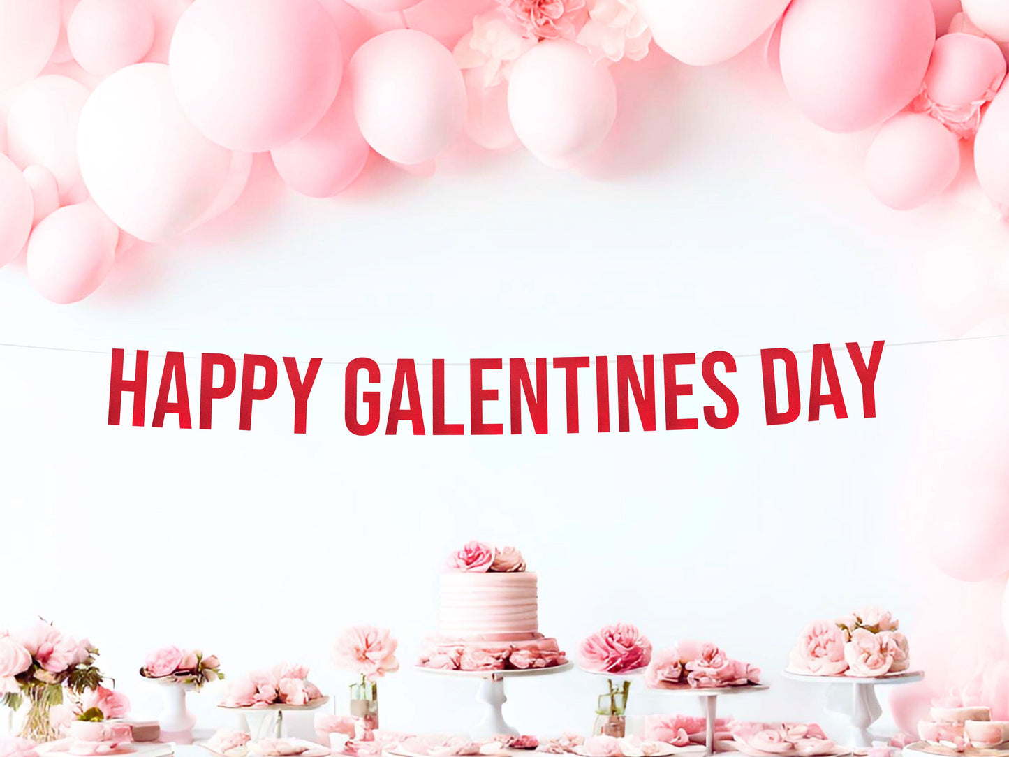 Happy Galentines Day Glitter Banner - Custom Colors