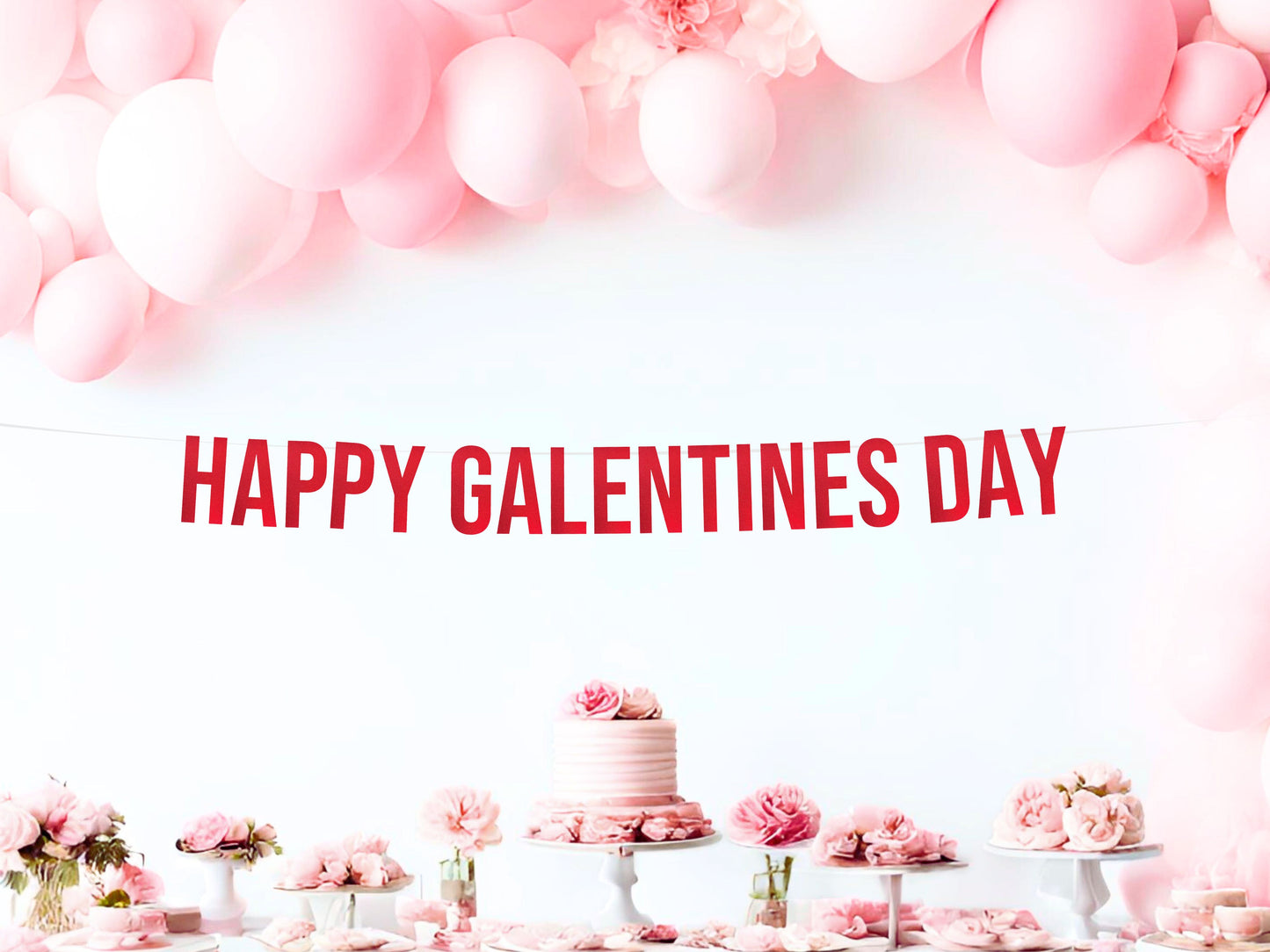 Happy Galentines Day Glitter Banner - Custom Colors