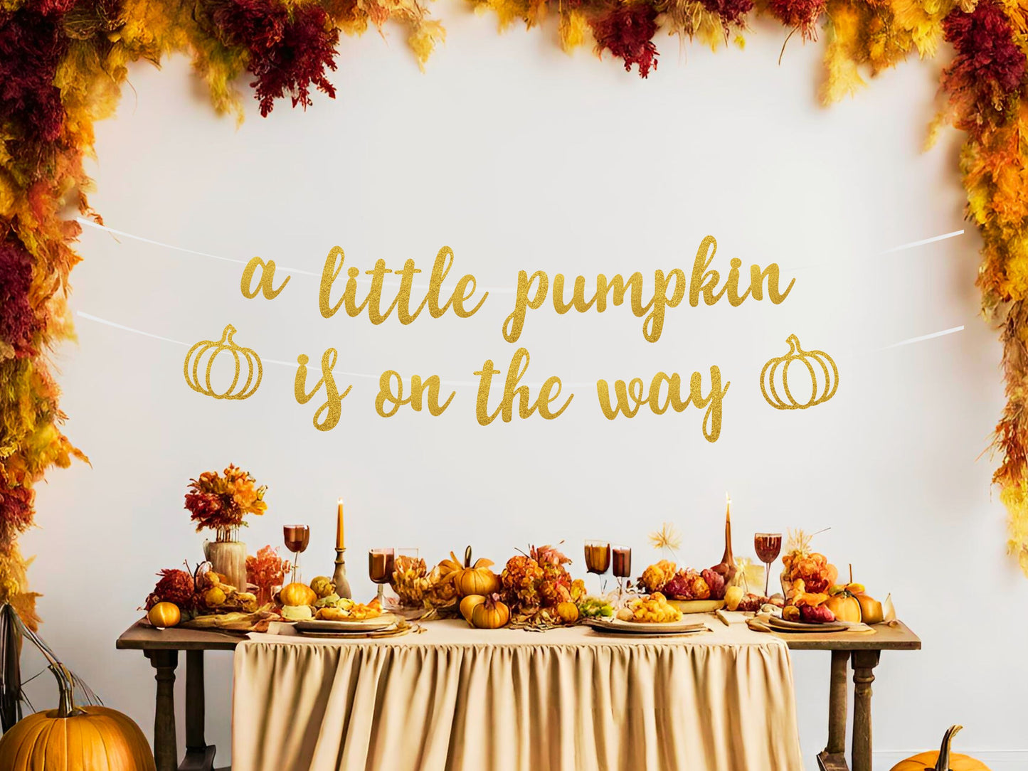 A Little Pumpkin Is On The Way Banner Baby Shower Decor