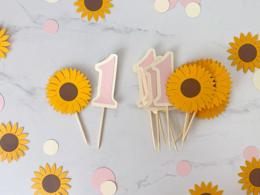 Personalized Sunflower Cupcake Toppers