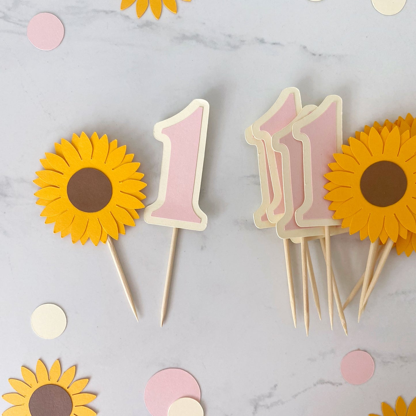 Personalized Sunflower Cupcake Toppers